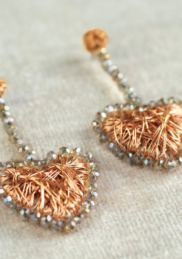 Long-Heart Copper Earrings Lula Mena