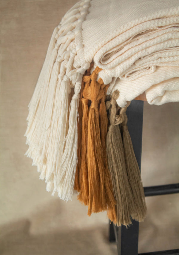 Macrame Natural Cotton Throw Lula Mena