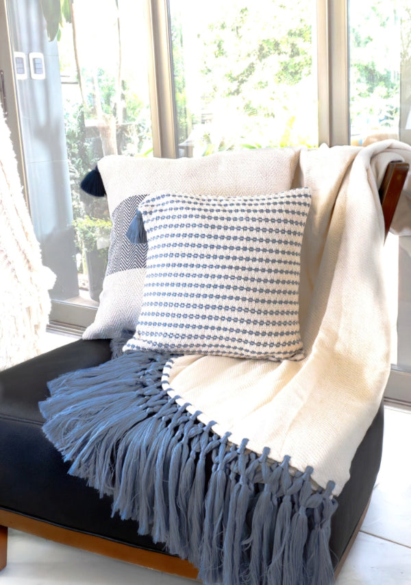 Macrame Gray Cotton Throw Lula Mena