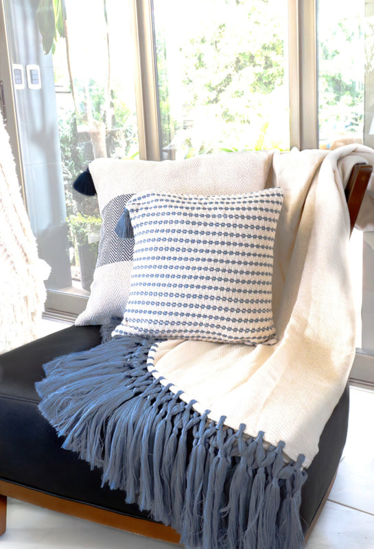 Macrame Gray Cotton Throw Lula Mena