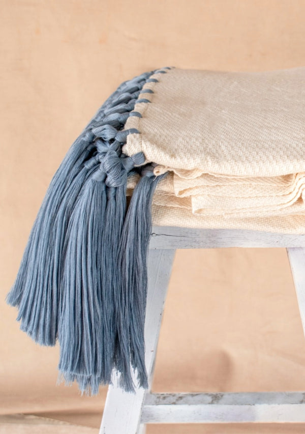 Macrame Gray Cotton Throw Lula Mena