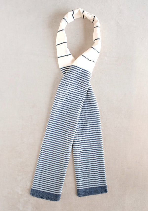 Handwoven Blue Striped Scarf Lula Mena