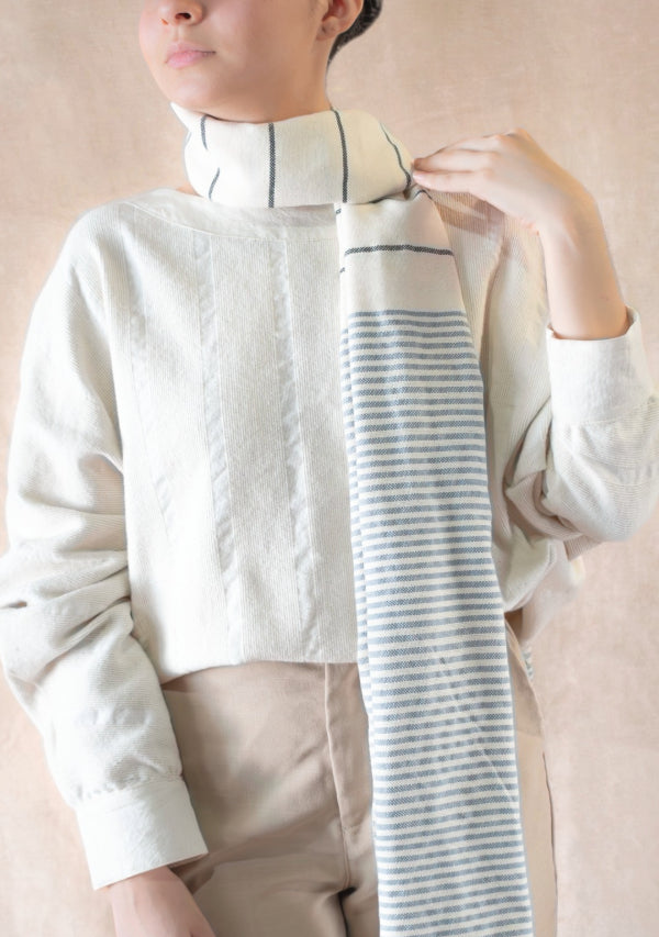 Handwoven Gray Striped Scarf Lula Mena