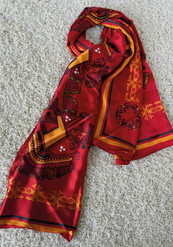 Handwoven Red Copador Ceramic Silk Scarf Lula Mena