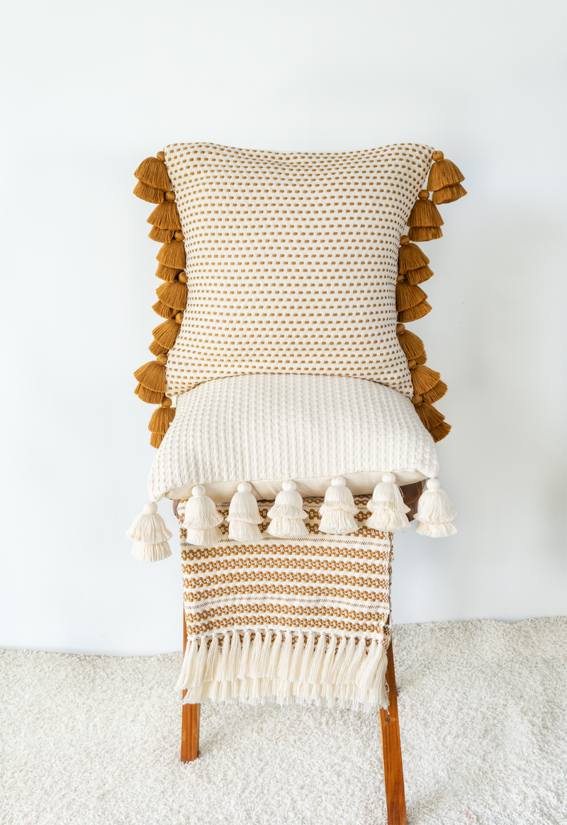 Handwoven White and Copper Point Pillow Lula Mena