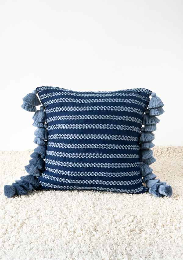 Handwoven Gray Flower Chain Pillow (Copy) Lula Mena
