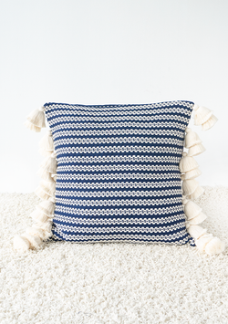 Handwoven White Flower Chain Pillow Lula Mena