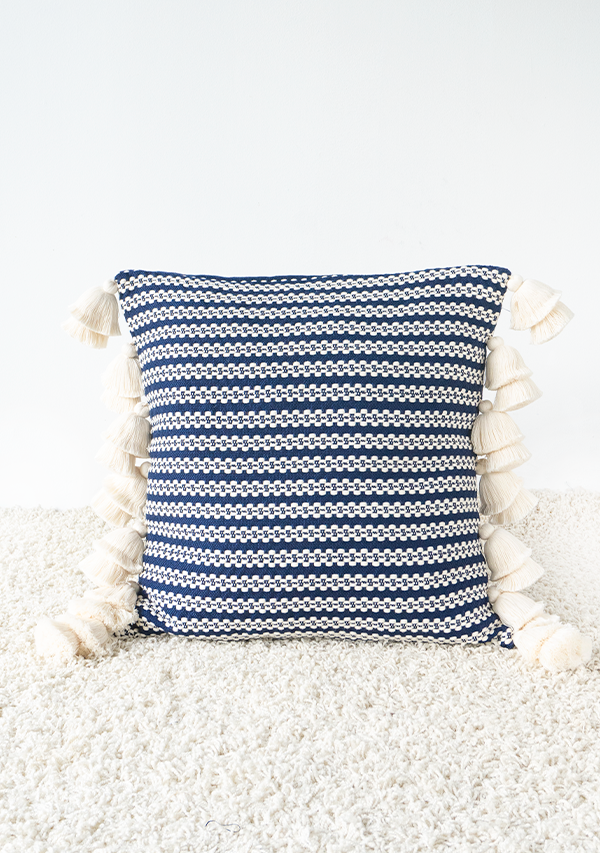 Handwoven White Flower Chain Pillow Lula Mena