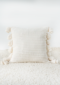 Handwoven White Double Chain with Tassels Pillow (Copy) Lula Mena
