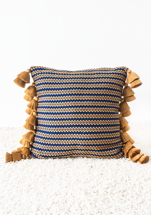 Handwoven Copper Flower Chain Pillow