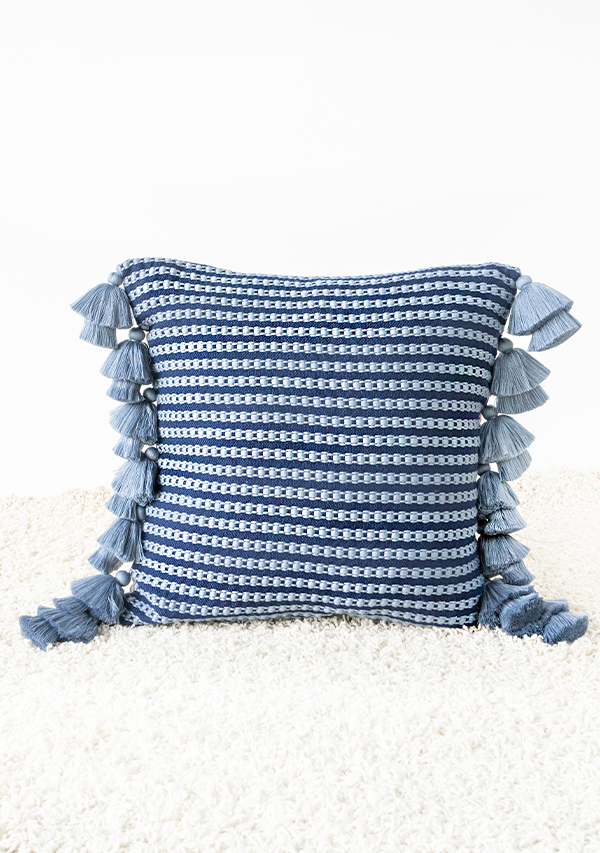 Handwoven Gray Flower Chain Pillow (Copy) Lula Mena