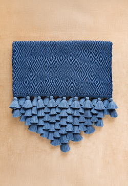 Handwoven Oval Blue and Gray Table Runner (Copy) Lula Mena