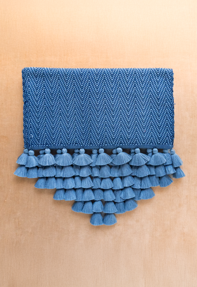 Handwoven Arrow Blue and Gray Table Runner Lula Mena
