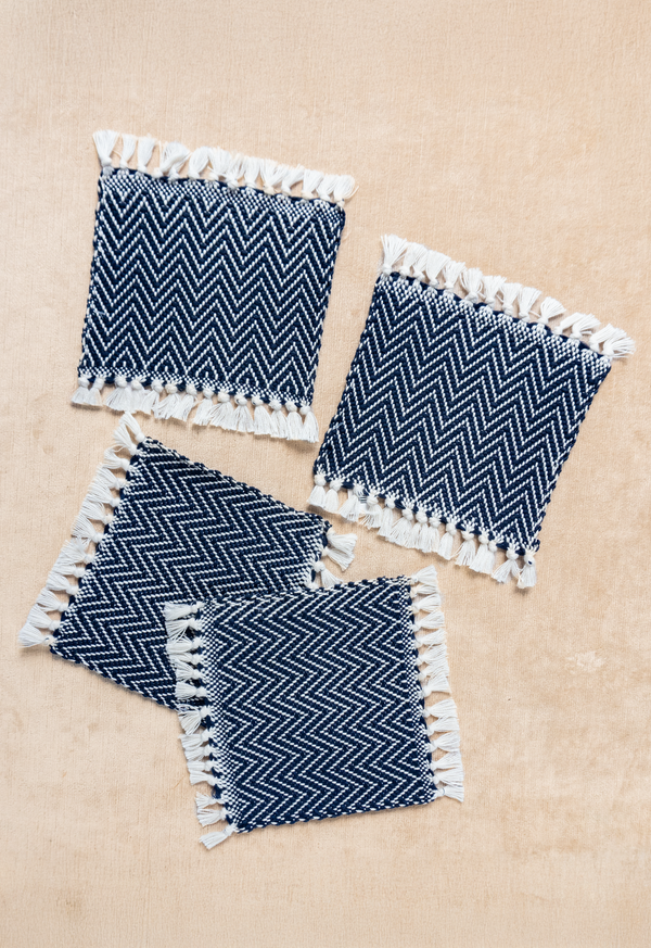 Handwoven Arrow Blue Coasters (set of four) Lula Mena