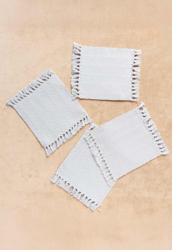 Handwoven Arrow White Coasters (set of four) Lula Mena