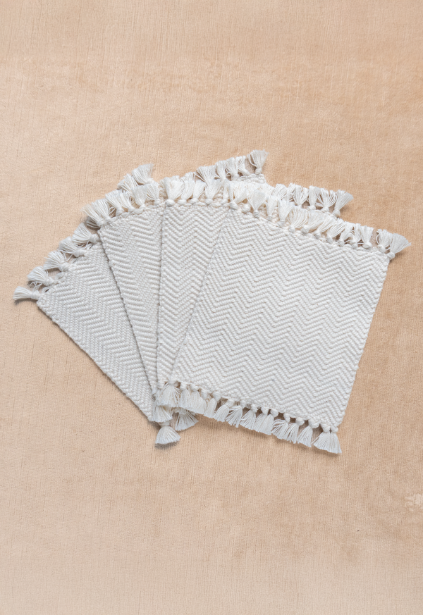 Handwoven Arrow White Coasters (set of four) Lula Mena