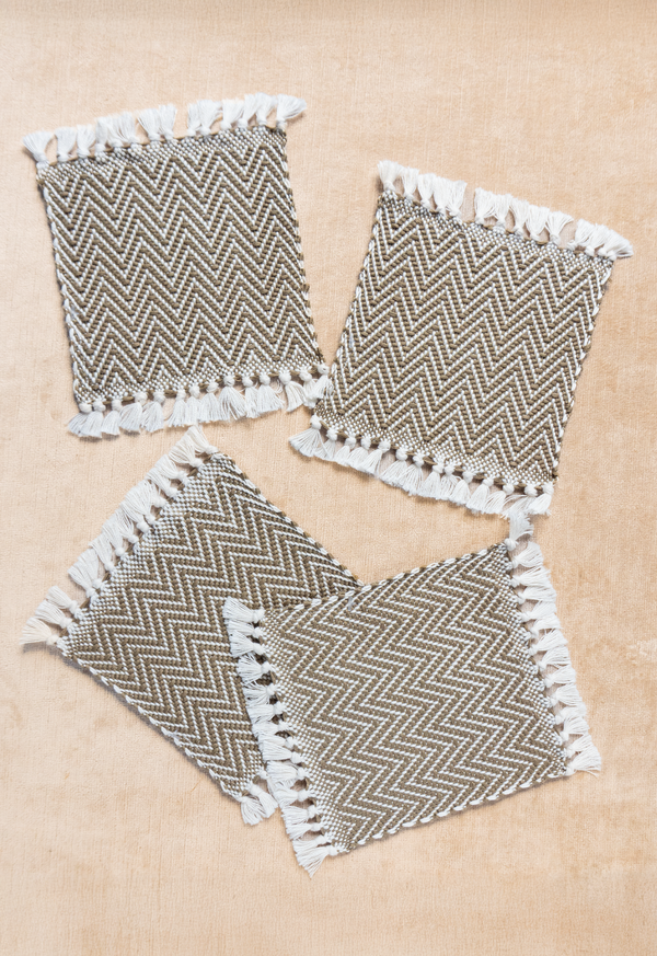 Handwoven Arrow Olive Green Coasters (set of four) Lula Mena