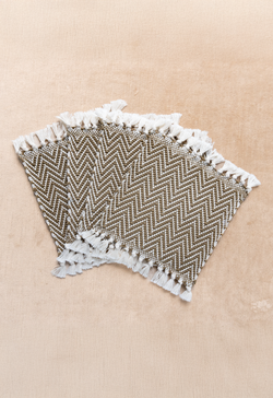 Handwoven Arrow Olive Green Coasters (set of four) Lula Mena