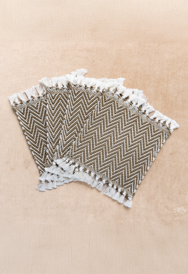 Handwoven Arrow Olive Green Coasters (set of four) Lula Mena