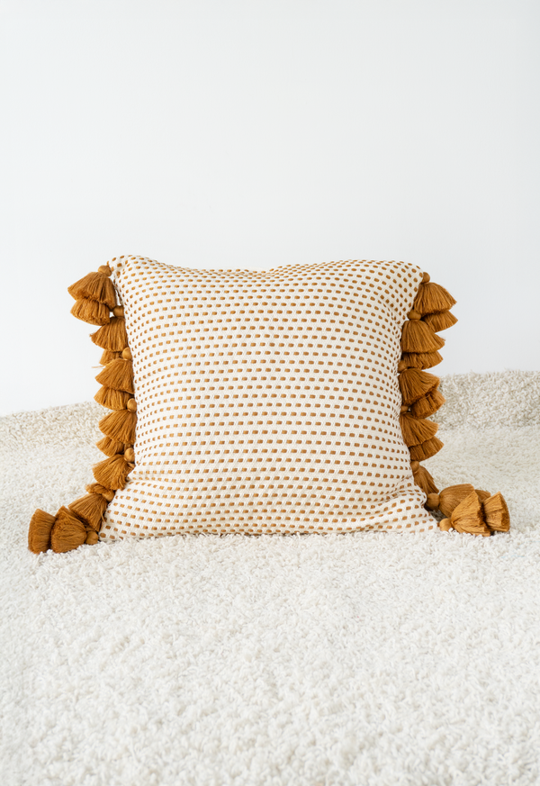 Handwoven White and Copper Point Pillow Lula Mena