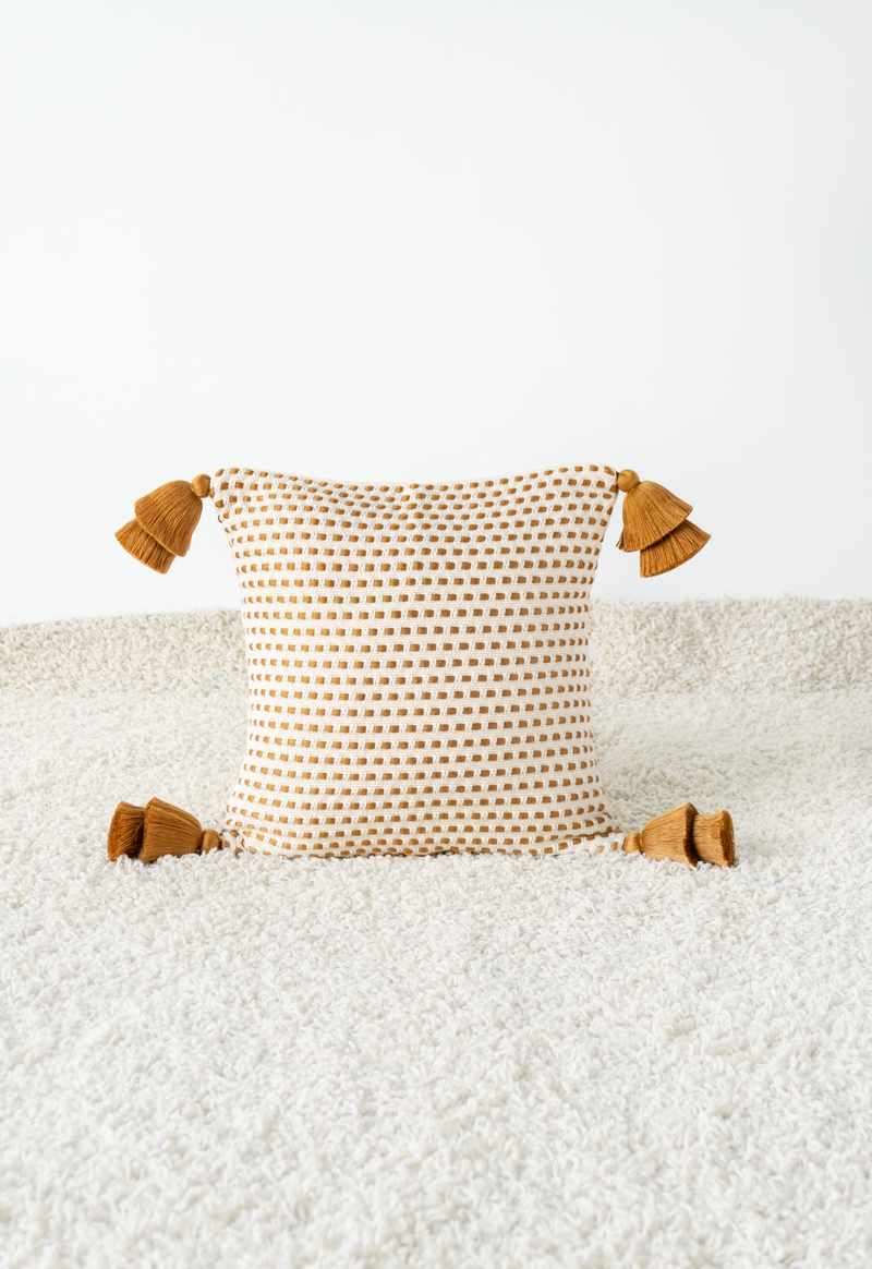 Handwoven White and Copper Point Pillow Lula Mena