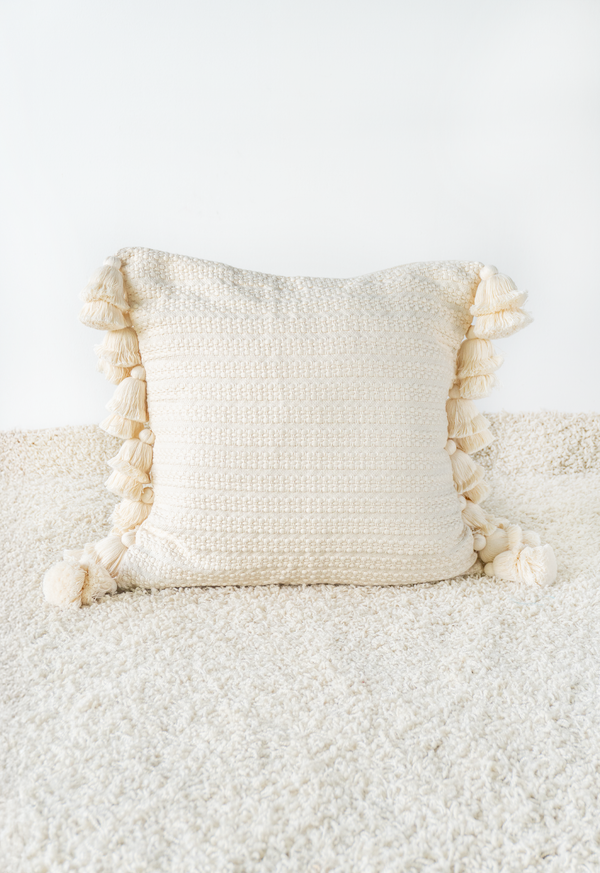 Handwoven White Flower Chain Pillow (Copy) Lula Mena