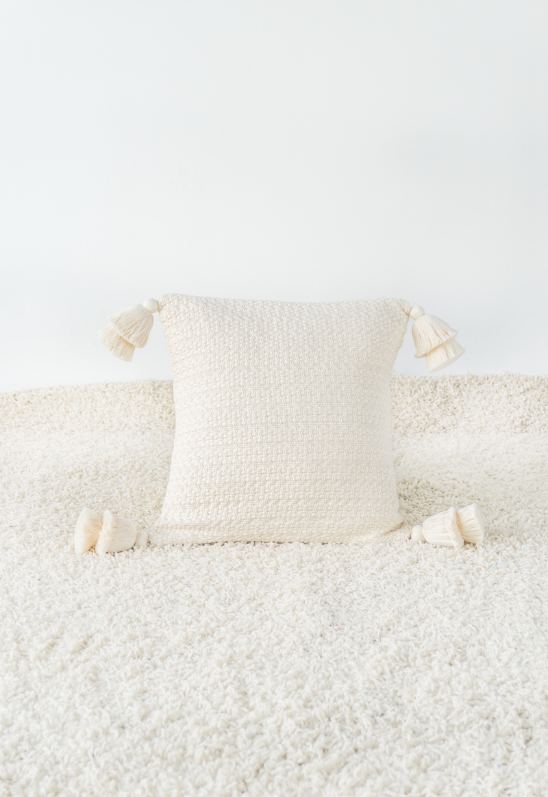 Handwoven White Flower Chain Pillow (Copy) Lula Mena