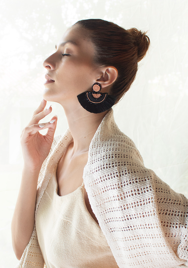 Black copper earrings deals