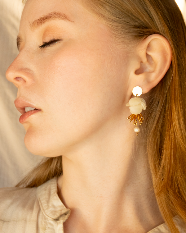 Golden Coral Handcrafted Earrings (Copy) Lula Mena