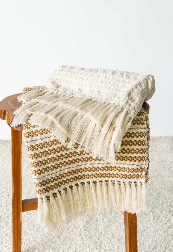 Handwoven Glow White and Copper Throw (Copy) Lula Mena