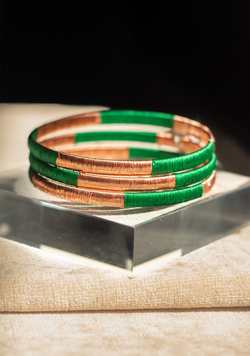 Pulsera de Cobre con detalles verde Lula Mena