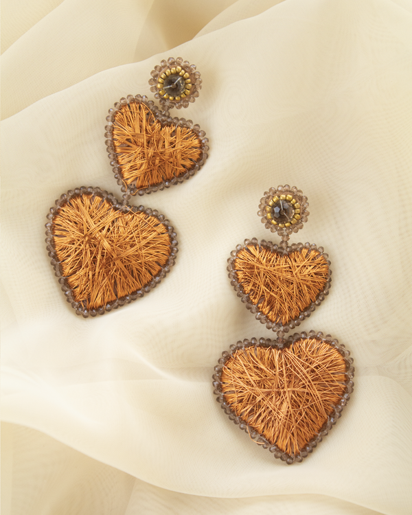 Double Heart Copper Earrings Lula Mena
