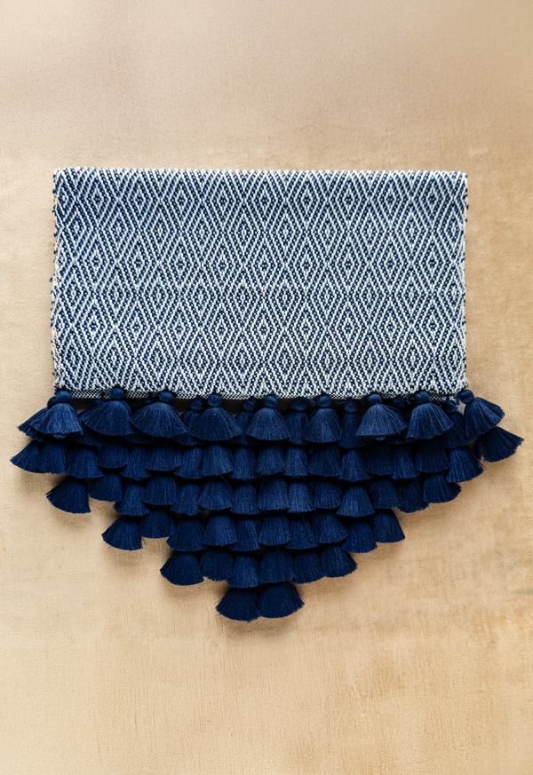 Handwoven Oval Blue Table Runner Lula Mena