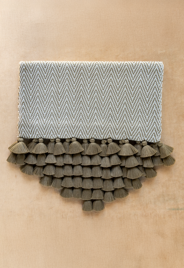 Handwoven Arrow Olive Green Table Runner Lula Mena