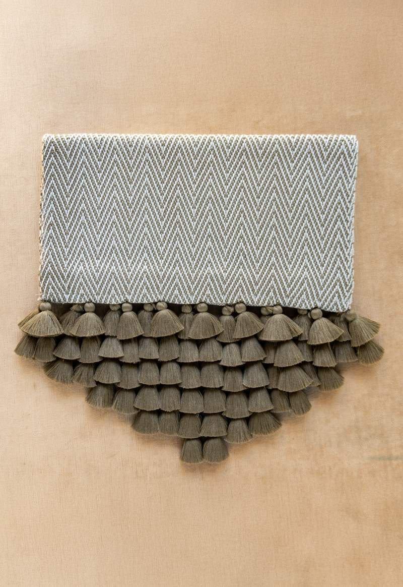 Handwoven Arrow Olive Green Table Runner Lula Mena