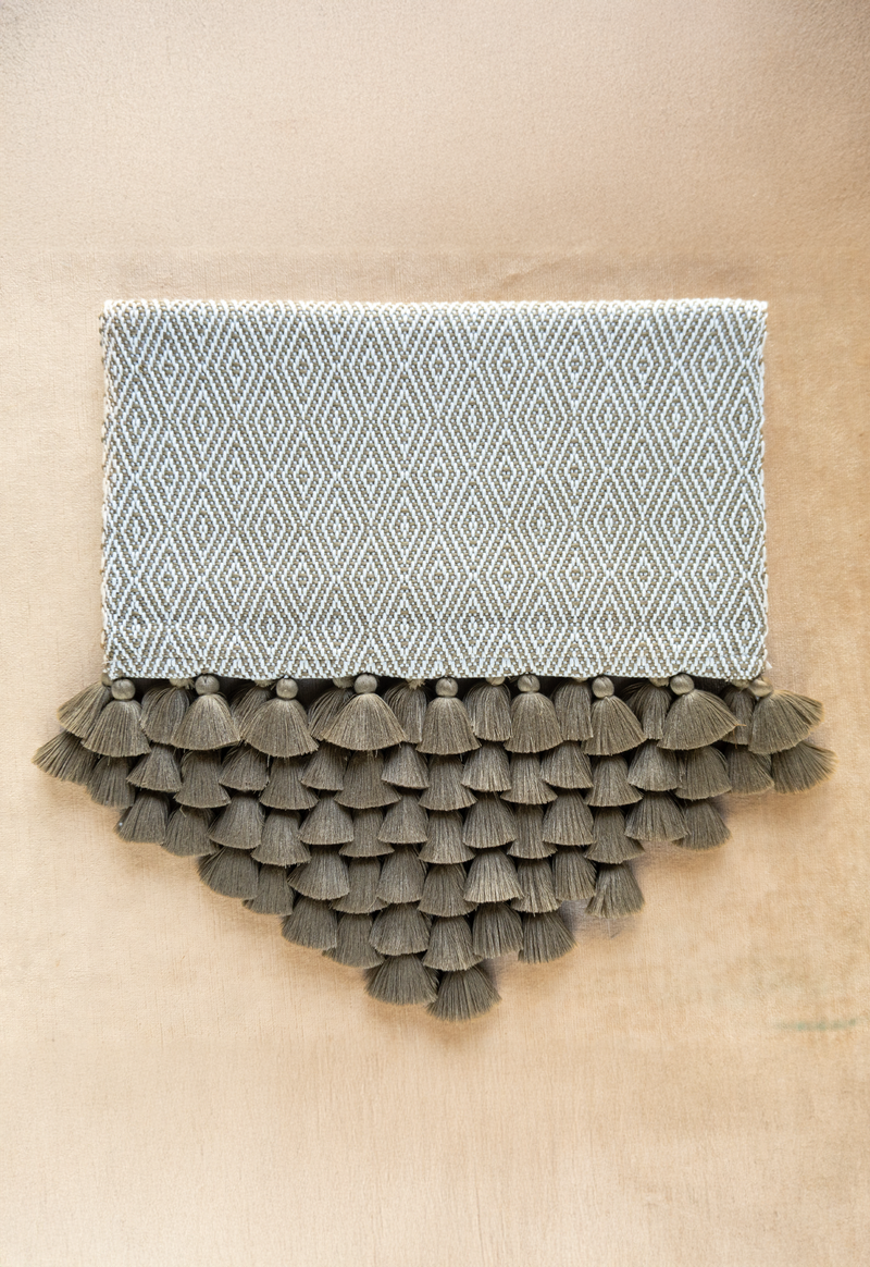 Handwoven Oval Olive Green Table Runner Lula Mena