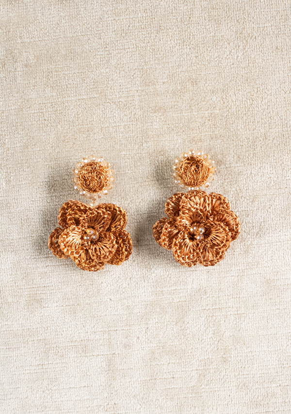 Copper Rose & Circle Crystal Earrings Lula Mena
