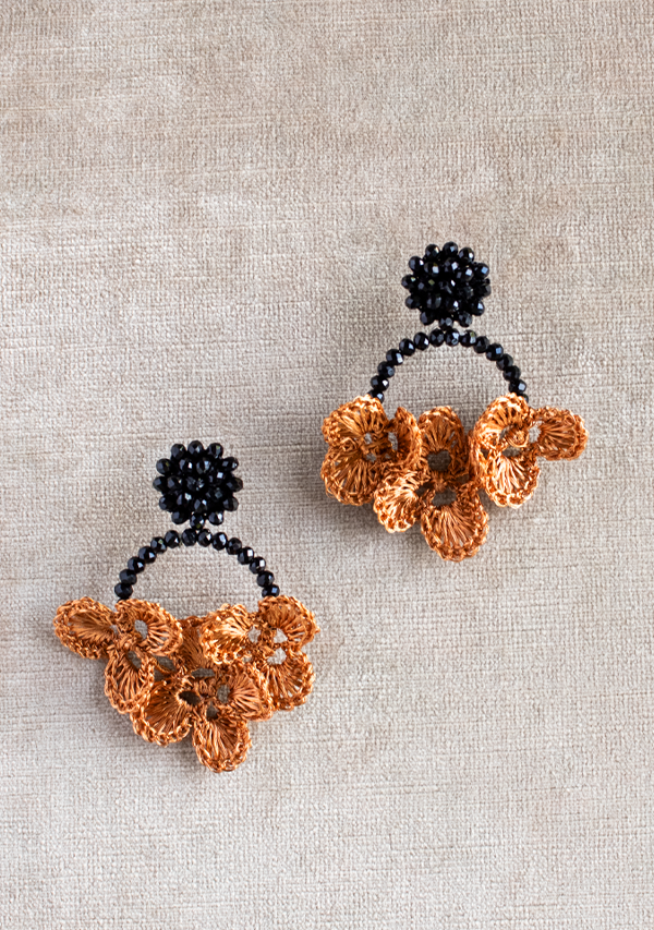 Triple Black Crochet Flower Earrings Lula Mena