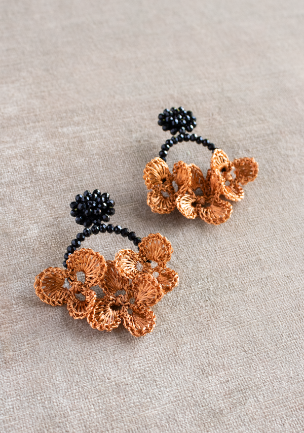 Triple Black Crochet Flower Earrings Lula Mena