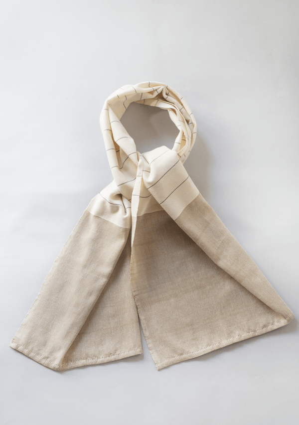 Light Brown Handwoven Scarf With Grey Stripes Lula Mena