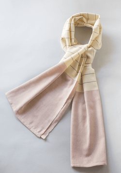 Light Pink Handwoven Scarf With Grey Stripes Lula Mena