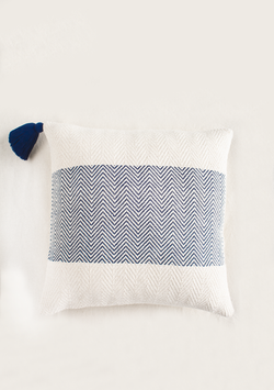 Handwoven One Fringe Blue Pillow Lula Mena