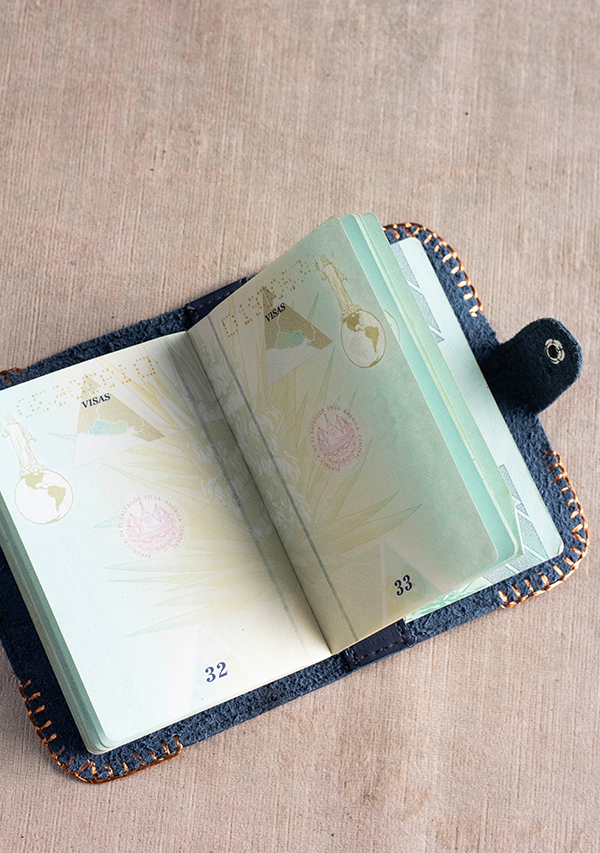 Leather Passport Holder with Copper Endings Lula Mena