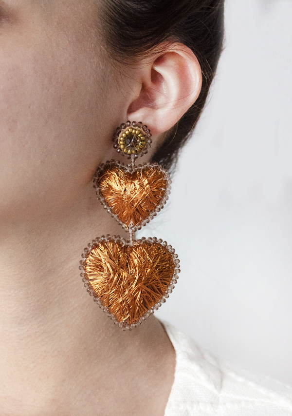 Double Heart Copper Earrings Lula Mena